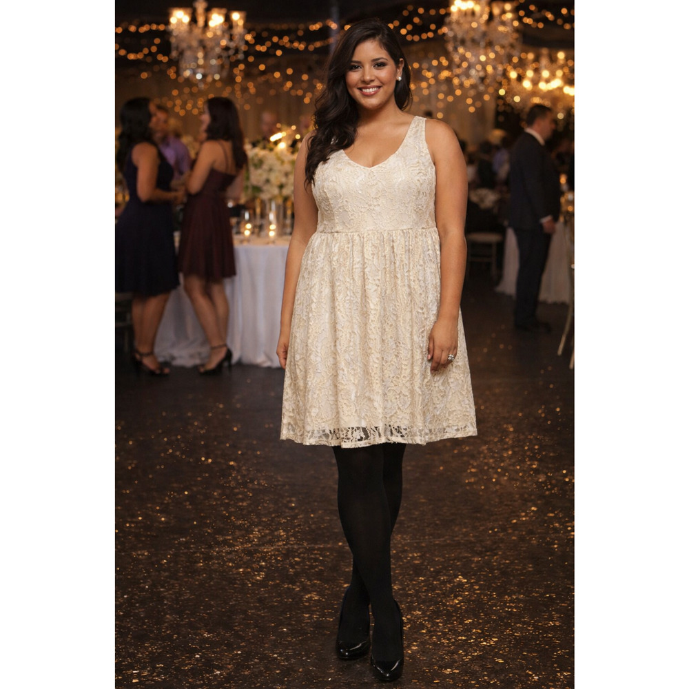 Torrid Metallic Lace Dress Womens Size 18 Cream Silver Floral